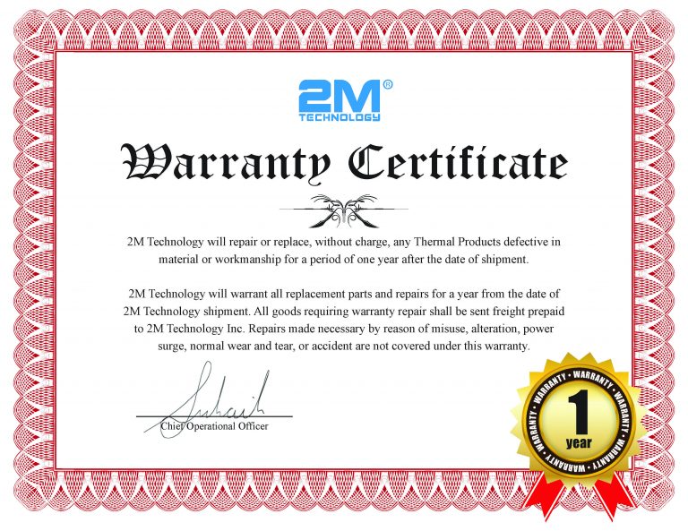 Warranty Certificates - Custom Security Solutions- 2M TECHNOLOGY INC