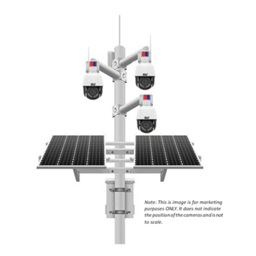 2MS3P-4G3D Solar Solution with 3 Deterrent Motorized PTZ Domes, NVR and 4G Router Standby 24hr x3 Days