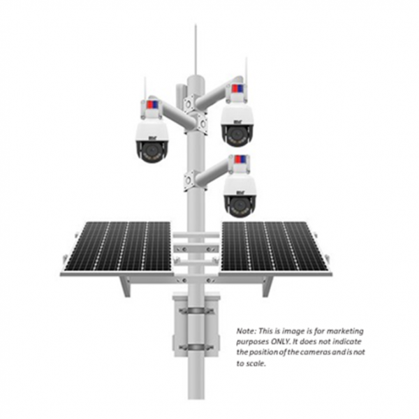 2MS3P-4G3D Solar Solution with 3 Deterrent Motorized PTZ Domes, NVR and 4G Router Standby 24hr x3 Days