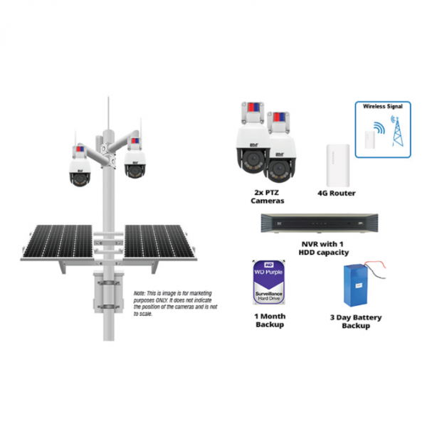 2MS2P-4G3D Solar Solution with 2 Deterrent Motorized PTZ Domes, NVR and 4G Router Standby 24hr x 3 Days - Image 5