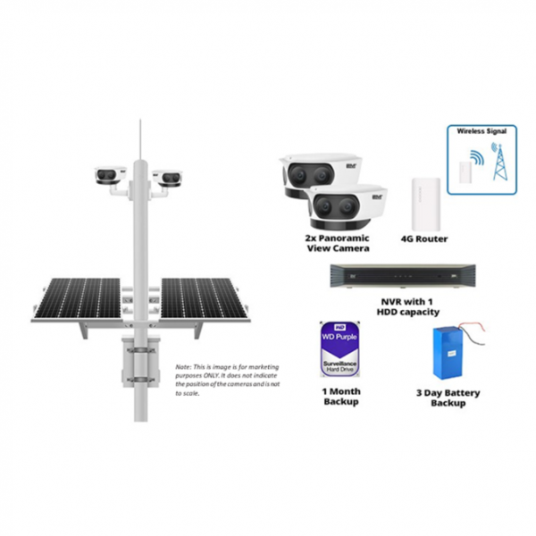 2MS2PAN-4G5D Solar Solution with 2 Starlight 4K Panoramic Cameras, NVR and 4G Router Standby 24hr x5 Days - Image 6