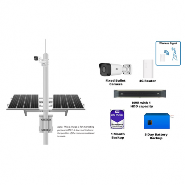 2MS1B-4G5D Solar Solution with a 4MP Mini Fixed Bullet Camera, NVR and 4G Router Standby 24hr x5 Days - Image 6