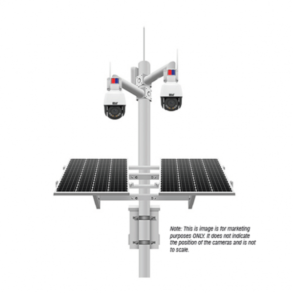 2MS2P-4G3D Solar Solution with 2 Deterrent Motorized PTZ Domes, NVR and 4G Router Standby 24hr x 3 Days
