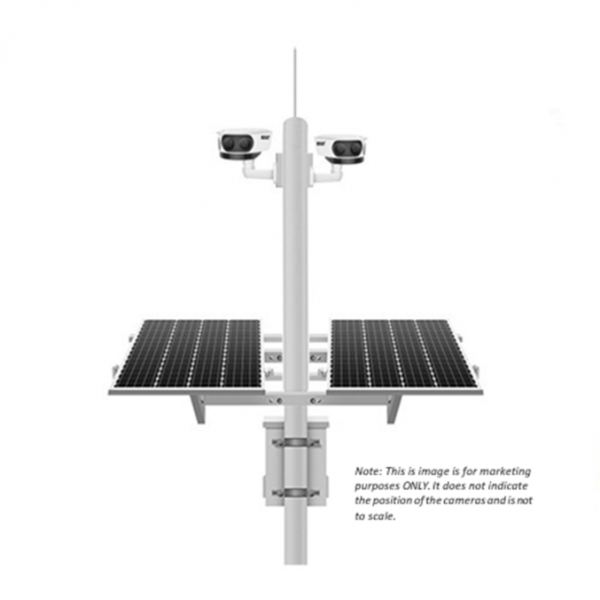 2MS2PAN-4G5D Solar Solution with 2 Starlight 4K Panoramic Cameras, NVR and 4G Router Standby 24hr x5 Days