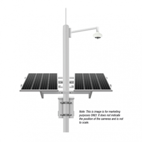 2MS1F-4G5D Solar Solution with a 4K Ultra HD Vandal-resistant Fisheye Camera, NVR and 4G Router Standby 24hr x5 Days
