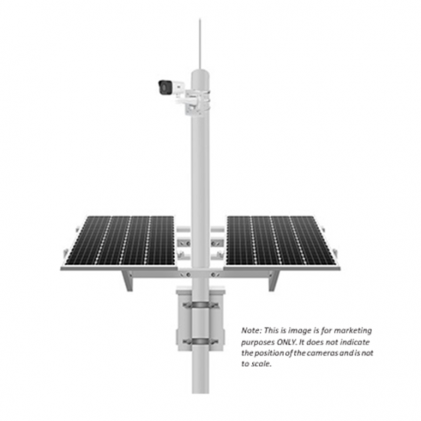 2MS1B-4G5D Solar Solution with a 4MP Mini Fixed Bullet Camera, NVR and 4G Router Standby 24hr x5 Days