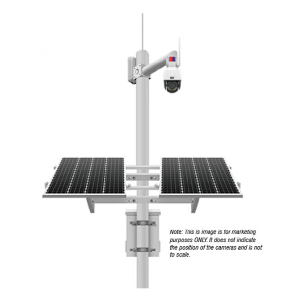2MS1P-4G5D Solar Solution with Deterrent Motorized PTZ Dome, NVR and 4G Router Standby 24hr x 5 Days
