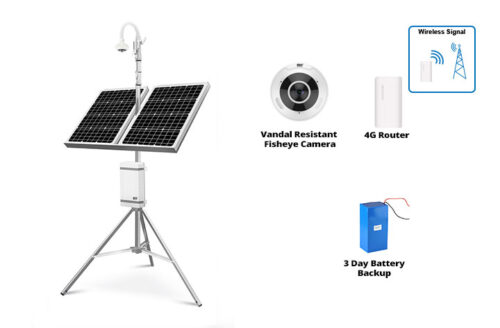 2MSP1F-4G3D Portable Solar Solution with a 4K Ultra HD Vandal-resistant Fisheye Camera and 4G Router Standby 24hr x3 Days - Image 2