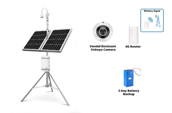 2MSP1F-4G3D Portable Solar Solution with a 4K Ultra HD Vandal-resistant Fisheye Camera and 4G Router Standby 24hr x3 Days - Image 2