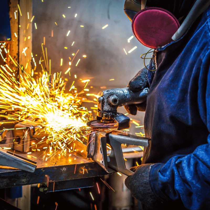 steel worker with sparks