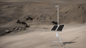 portable pole-mounted solar CCTV system with desert background