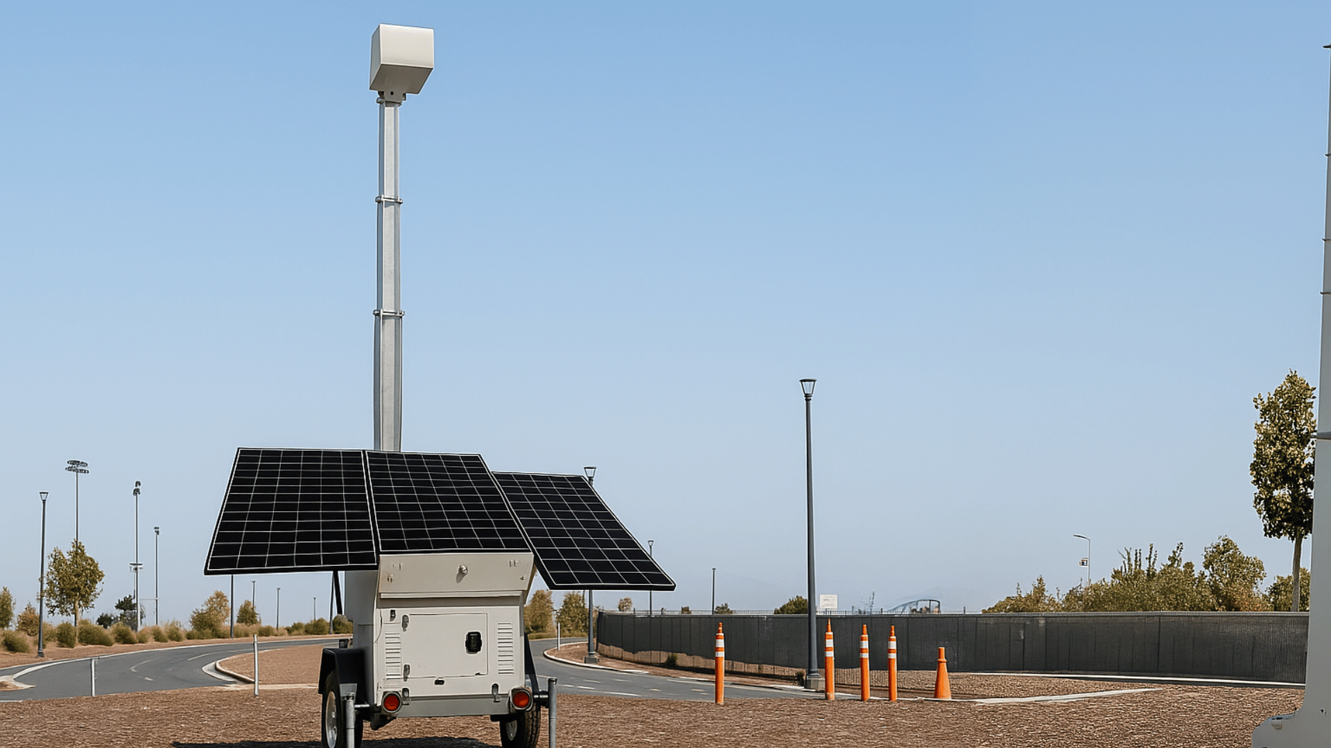 solar LPR trailer in remote parking area