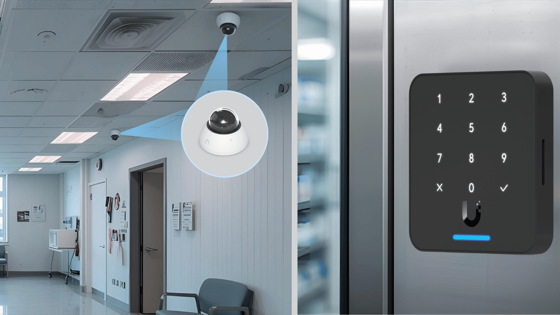 Ubiquiti UniFi installations for healthcare including security cameras and door entry system