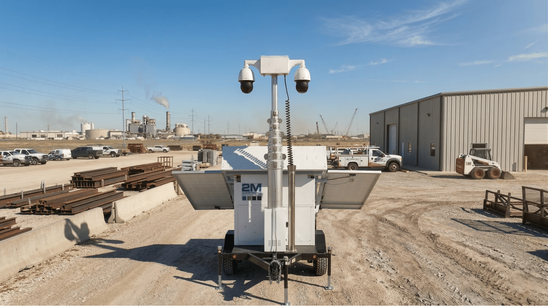 comparison of 2M Technology custom solar camera trailer vs. LVT mobile surveillance trailer pricing