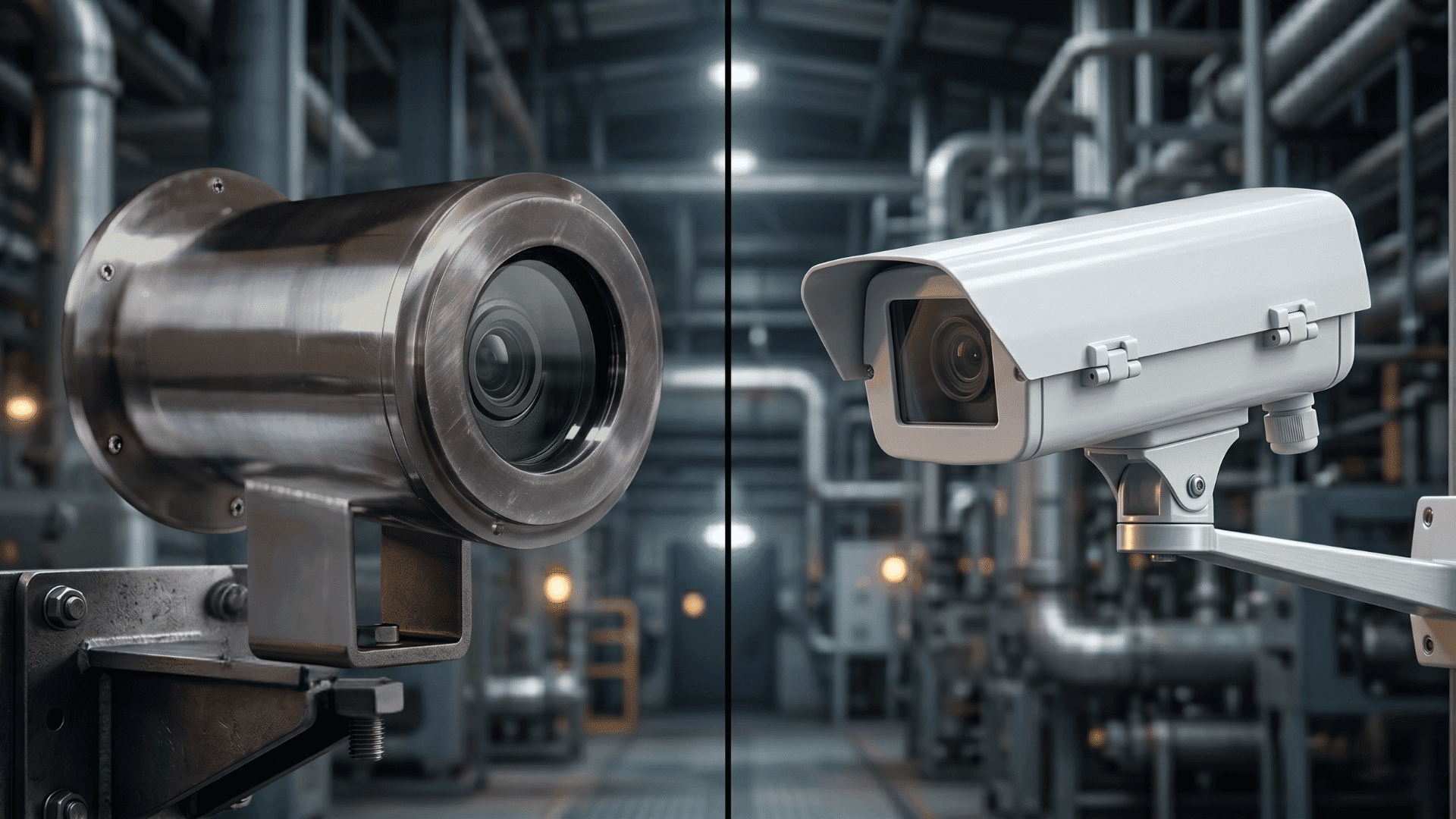 Comparison of custom explosion proof camera housing vs stock housing