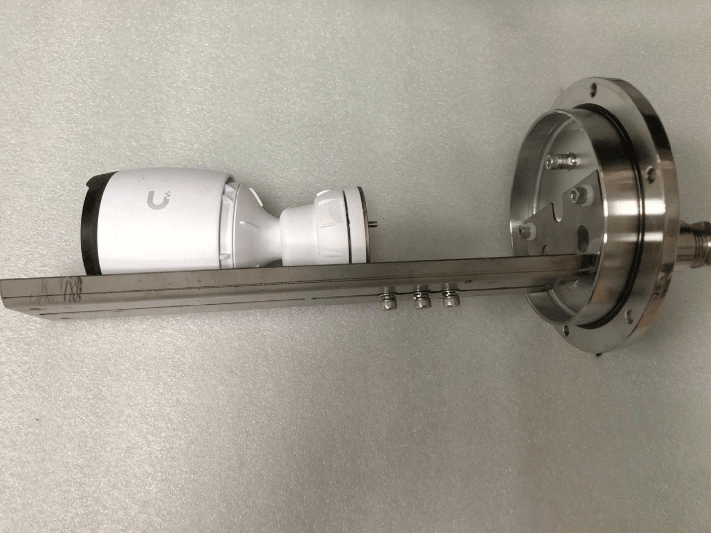 Ubiquiti UniFi G6 bullet camera mounted inside custom explosion-proof housing made by 2M Technology
