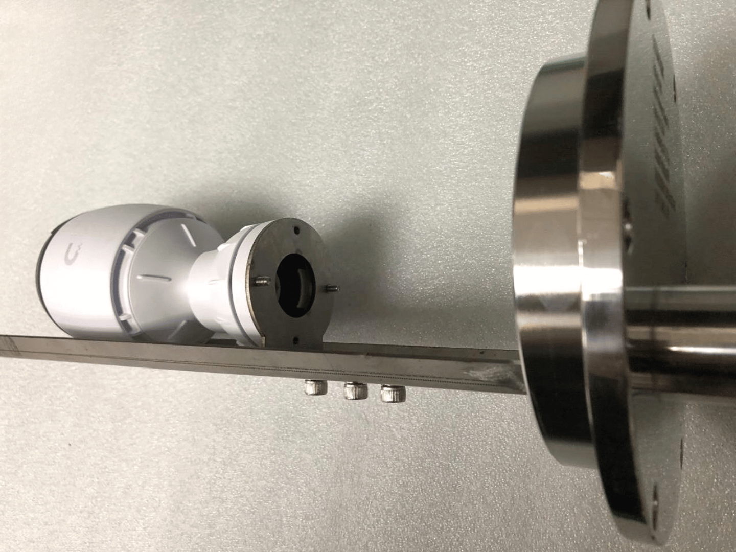 Ubiquiti UniFi G6 bullet camera with custom explosion-proof mounting plate