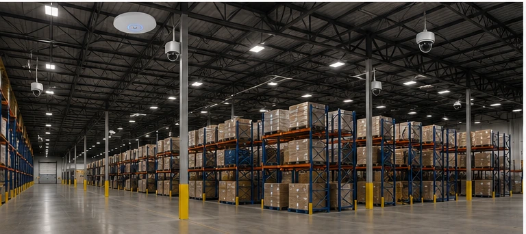 UniFi warehouse deployment — distribution center surveillance camera installation Texas