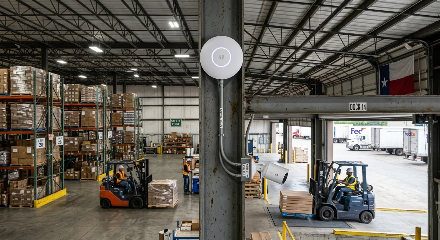 Ubiquiti UniFi installations Mesquite TX -- industrial warehouse deployment with Ubiquiti access point and cameras