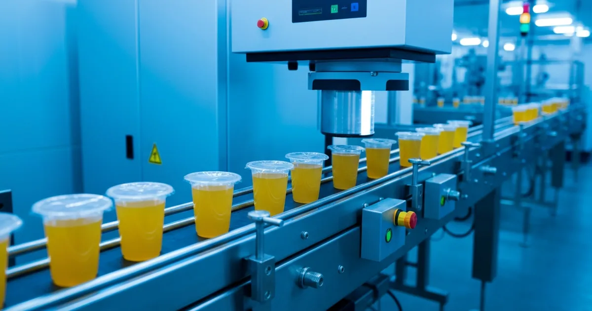 X-ray contaminant detection juice cups -- X-ray inspection machine scanning sealed juice cups showing contaminant detectio