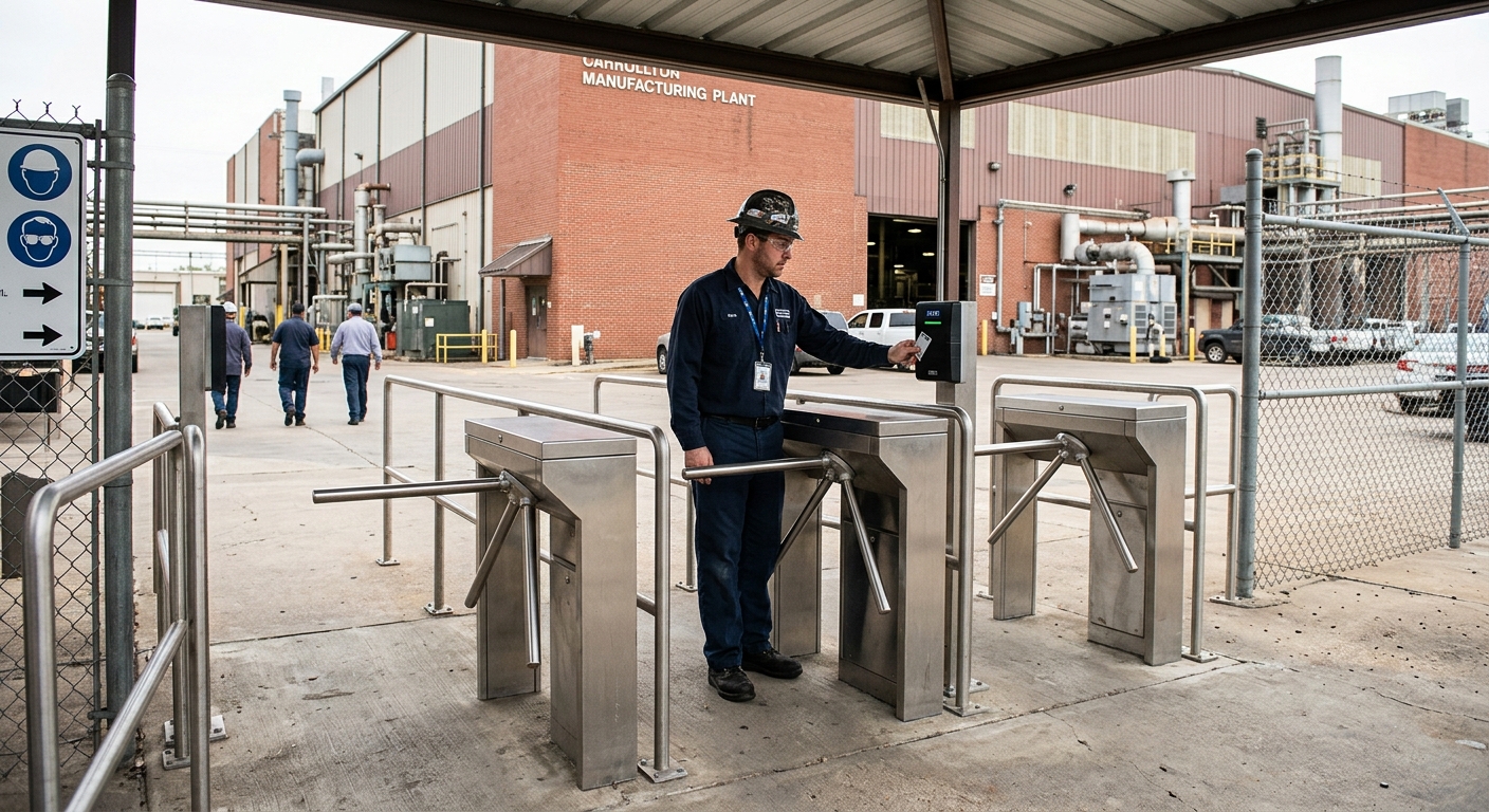 Access control installation Carrollton TX manufacturing turnstile badge reader