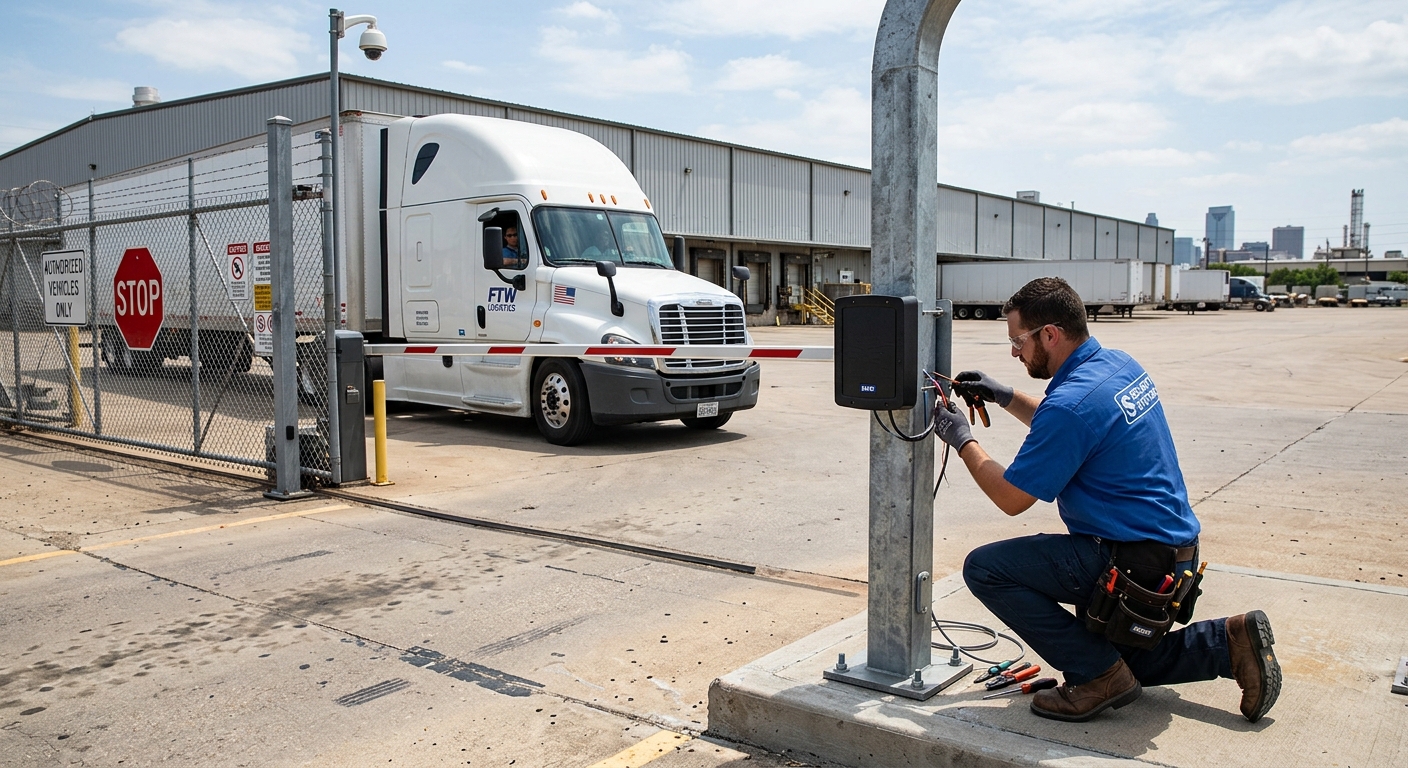 Access control installation Fort Worth TX warehouse vehicle gate card reader
