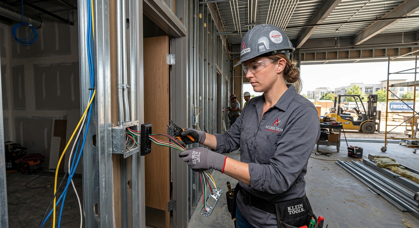 Access control installation Frisco TX new construction card reader wiring
