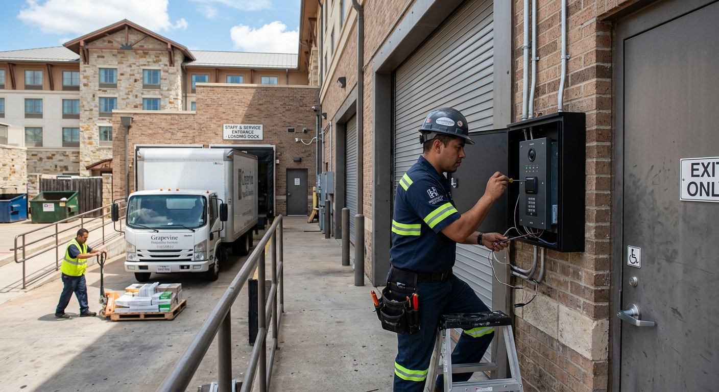 Access control installation Grapevine TX hotel loading dock hospitality property