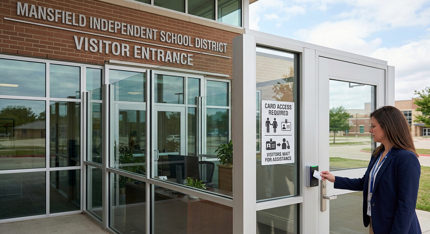 Access control installation Mansfield TX school visitor management reception entry