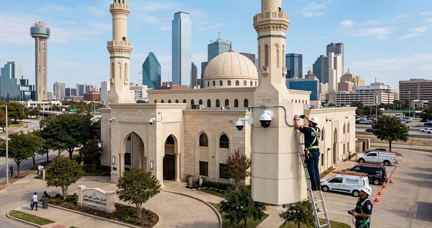 Mosque security systems Dallas Islamic center cameras and access control
