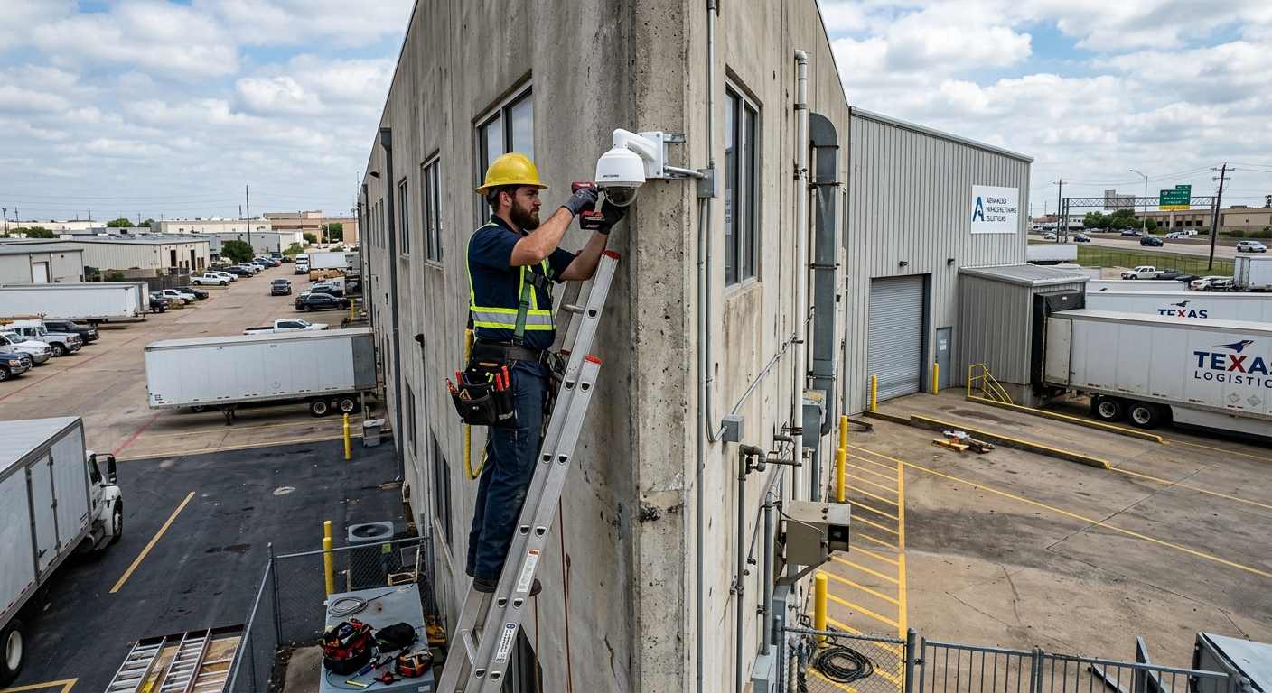 Security camera installation Carrollton TX industrial manufacturing facility