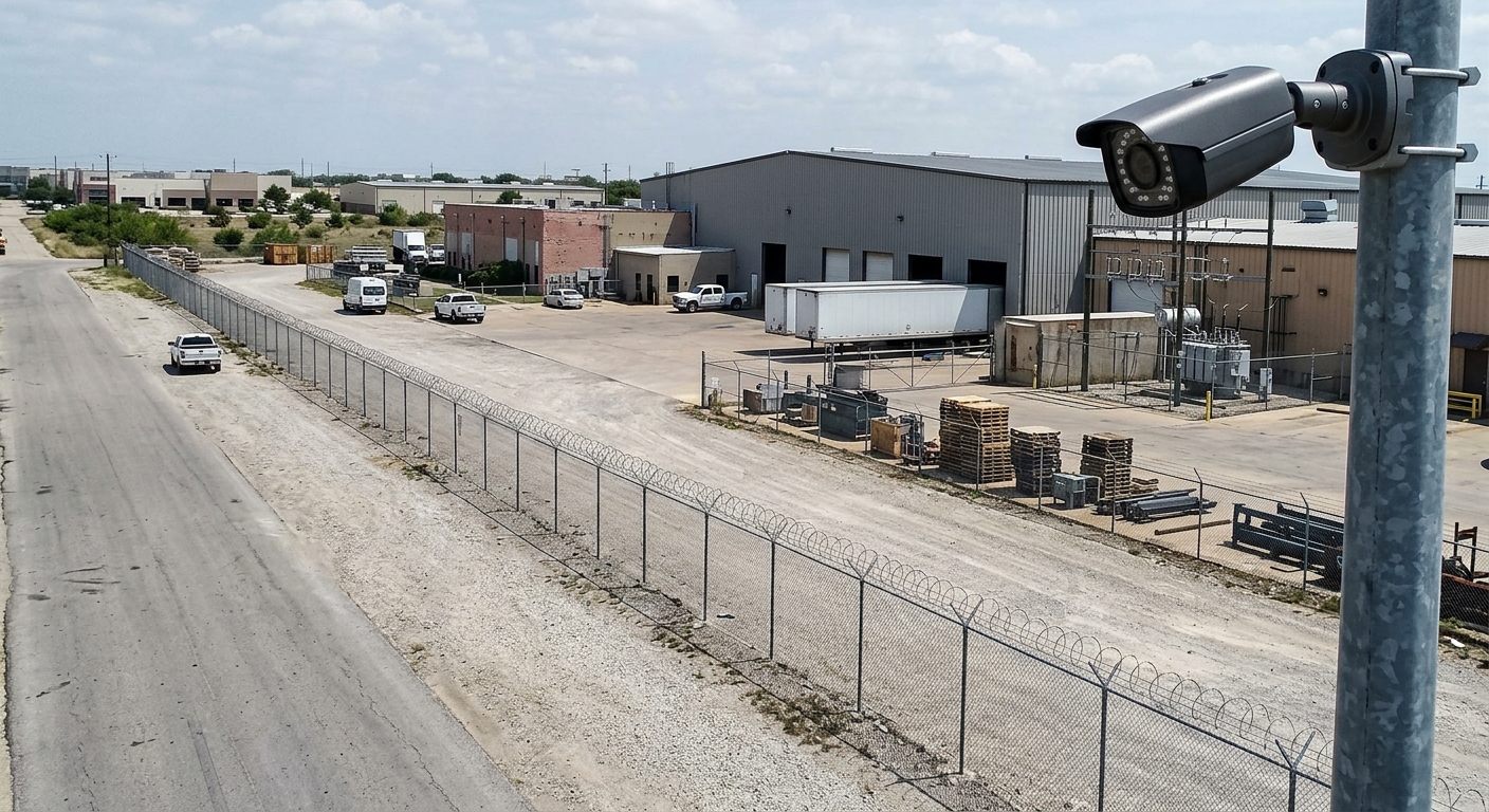 Security camera installation Garland TX manufacturing plant perimeter surveillance
