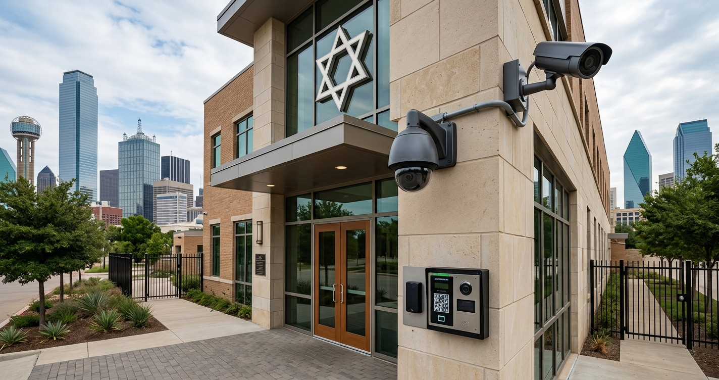 Synagogue security systems Dallas Jewish center cameras access control