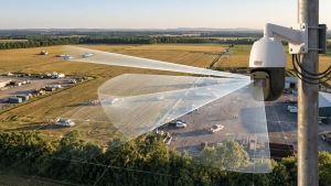 2M Technology long-range PTZ camera overlooking an industrial field with wide range coverage