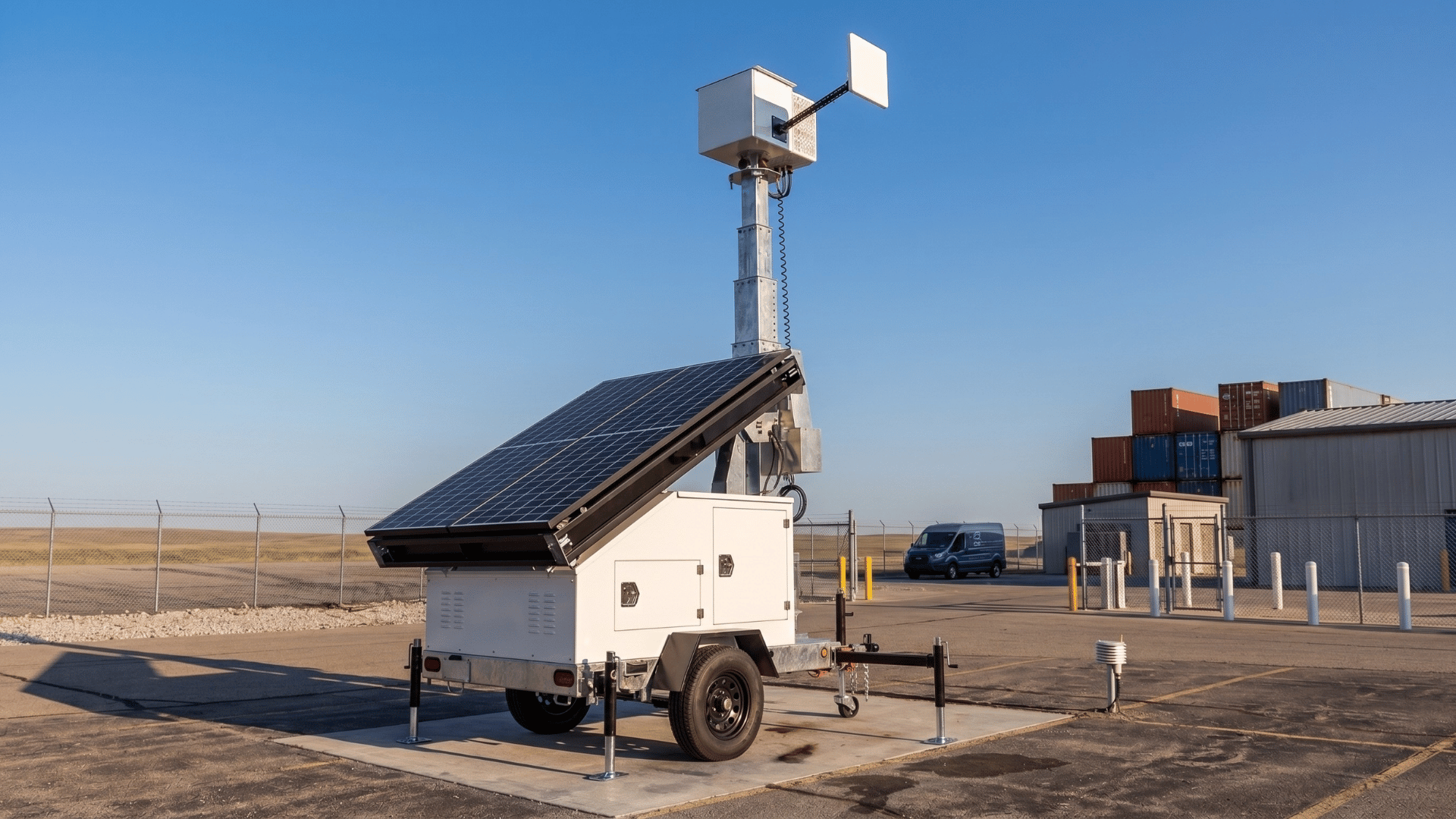 2M mobile solar surveillance trailer integrated with Skyscope drone detection system