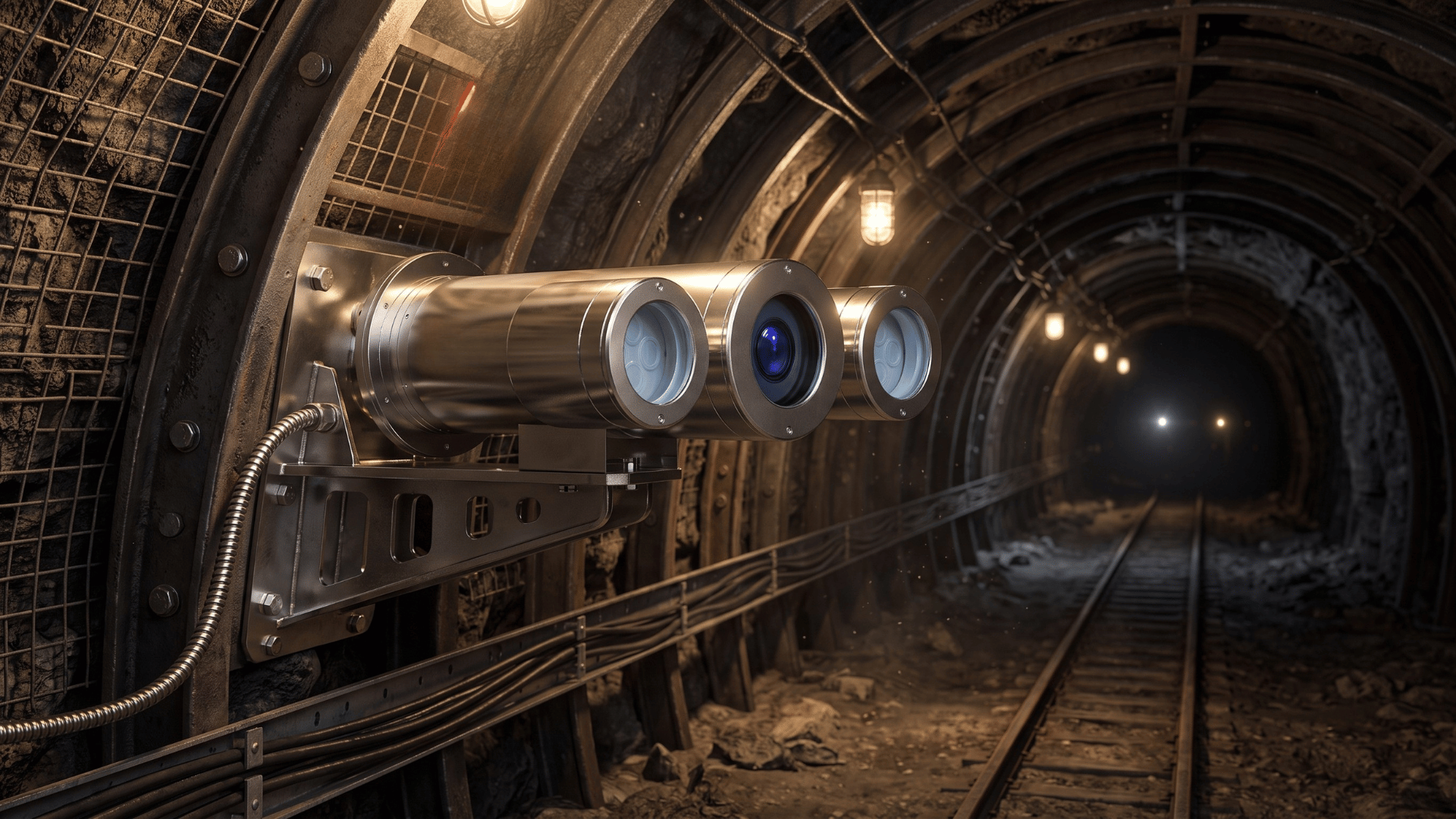 Explosion-proof mining camera mounted inside underground mine